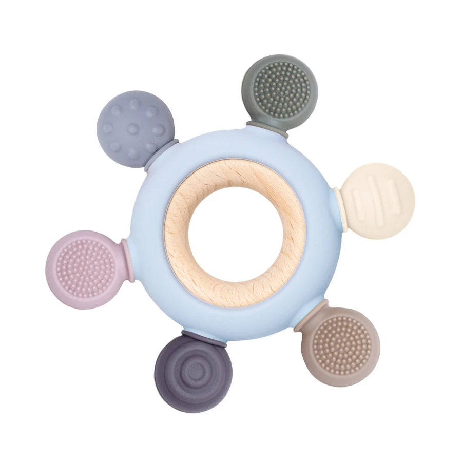 Wooden Silicone Ring Teether - Minty wonder