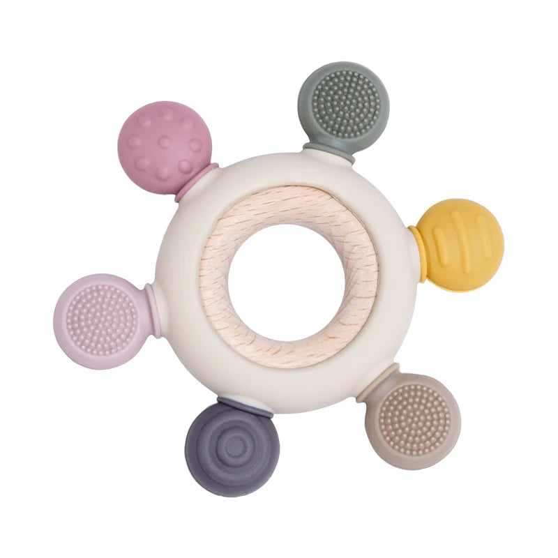 Wooden Silicone Ring Teether - Minty wonder