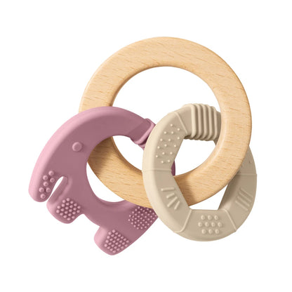 Wooden Silicone Elephant Teether - Minty wonder