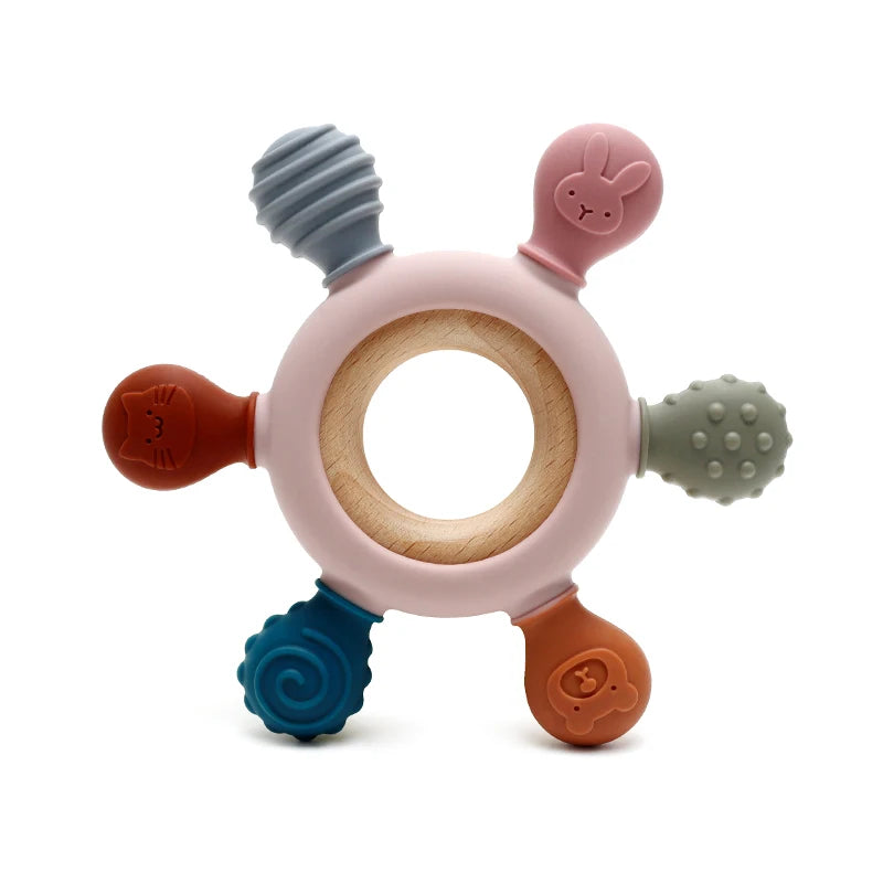 Wooden Silicone Ring Teether - Minty wonder