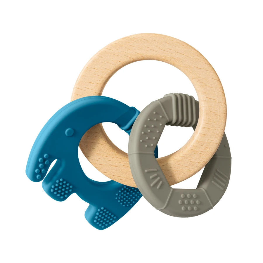 Wooden Silicone Elephant Teether - Minty wonder