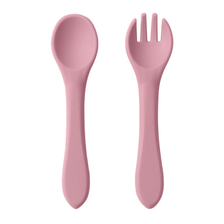 Silicone Spoon & Fork Set - Minty wonder