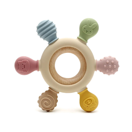 Wooden Silicone Ring Teether - Minty wonder