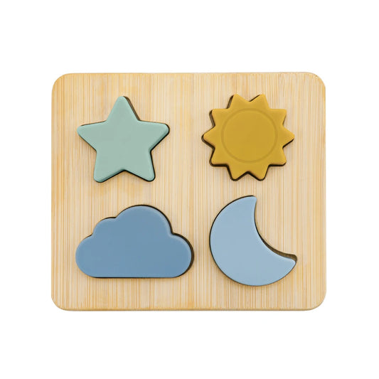 Montessori Silicone-Wood Baby Puzzle - Minty wonder